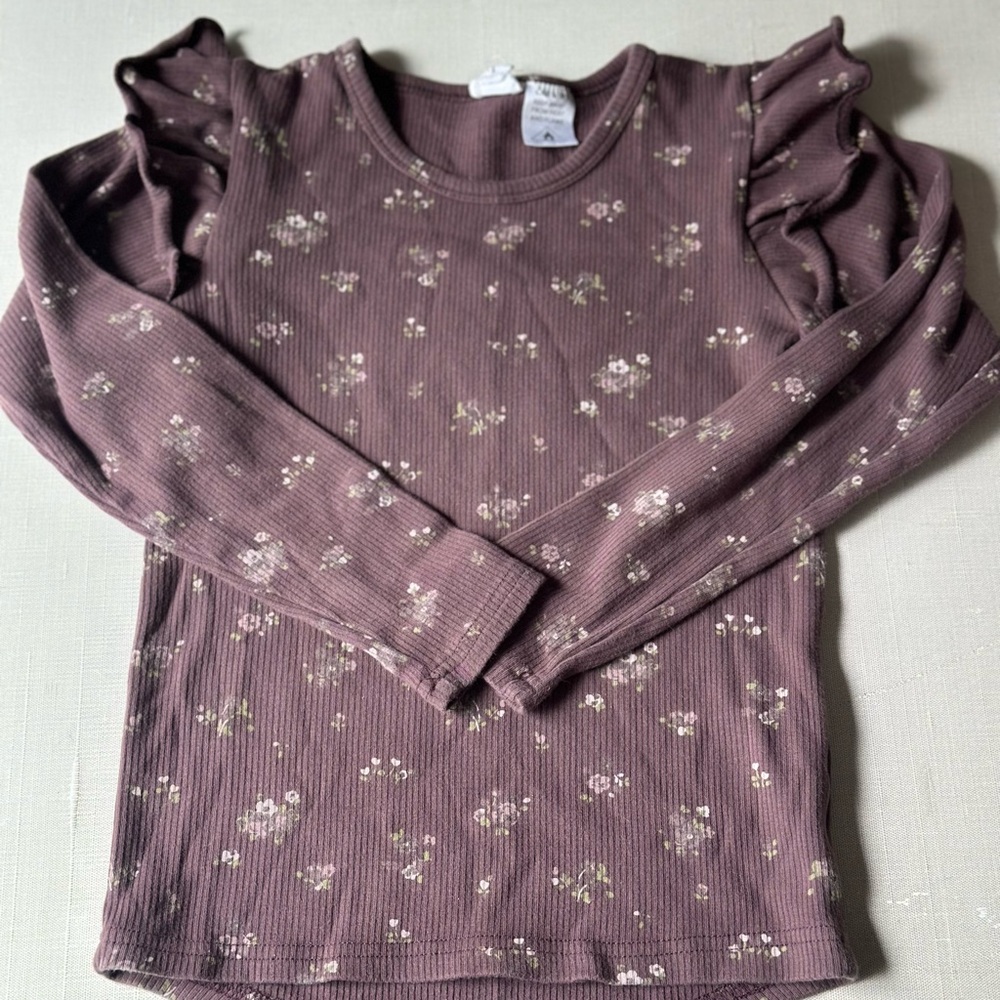Floral Ruffle Sleeve Kids Top